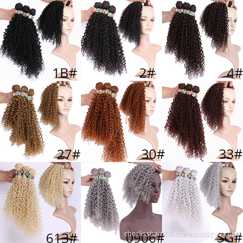 Wholesale Hot Sale Natural 16''18''20''Ombre  Afro Jerry Curl Bundles Hair Weft Synthetic Hair Weave Bundles Extension For Woman